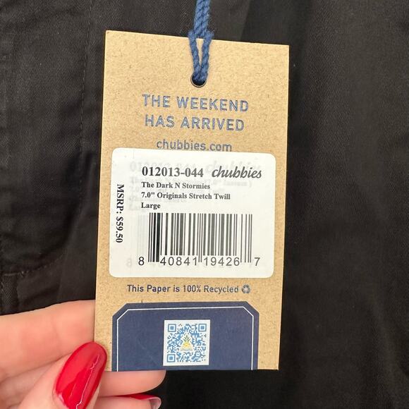 NWT Chubbies Men’s Black Dark N Stormies 7” Originals Stretch Twill Short Size L - Picture 8 of 11